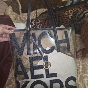 Michael Kors Black and Transparent Tote